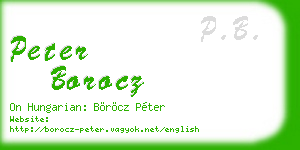 peter borocz business card